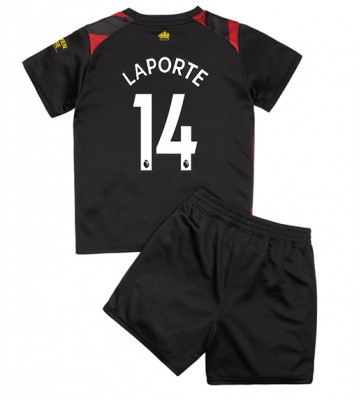 Manchester City Aymeric Laporte #14 Bortedraktsett Barn 2022-23 Kortermet (+ Korte bukser)